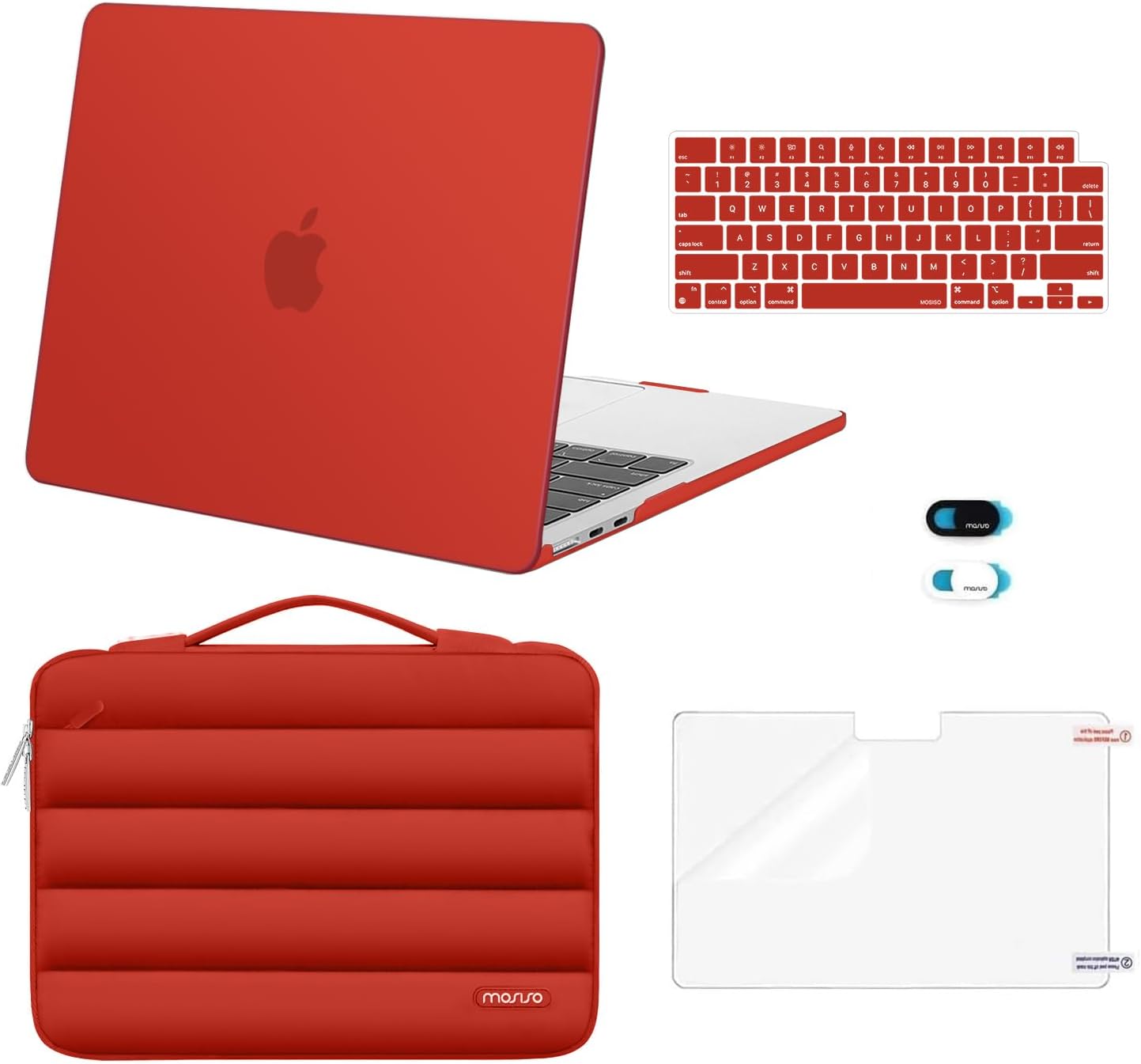 MOSISO Compatible with MacBook Air 13 inch Case M5 2026 M4 2025 M3 M2 2024-2022 A3449 A3240 A3113 A2681, Hard Case&Puffy Bag&Keyboard Cover&Webcam Cover&ScreenFilm for MacBook Air 13.6, Antique Green
