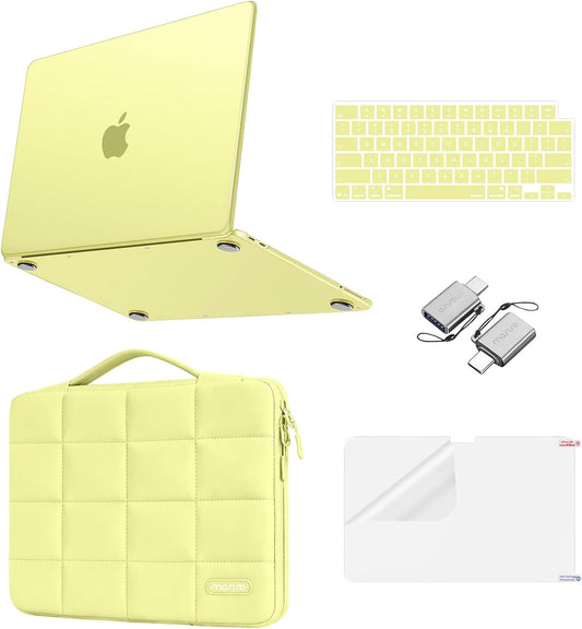 MOSISO Compatible with MacBook Neo Case 13 inch 2026 Release A3404, Seamlessly Closes Scratches & Fingerprints Resistant Hard Shell&Sixteen Grid Puffy Bag&Keyboard Skin&Type C&ScreenFilm
