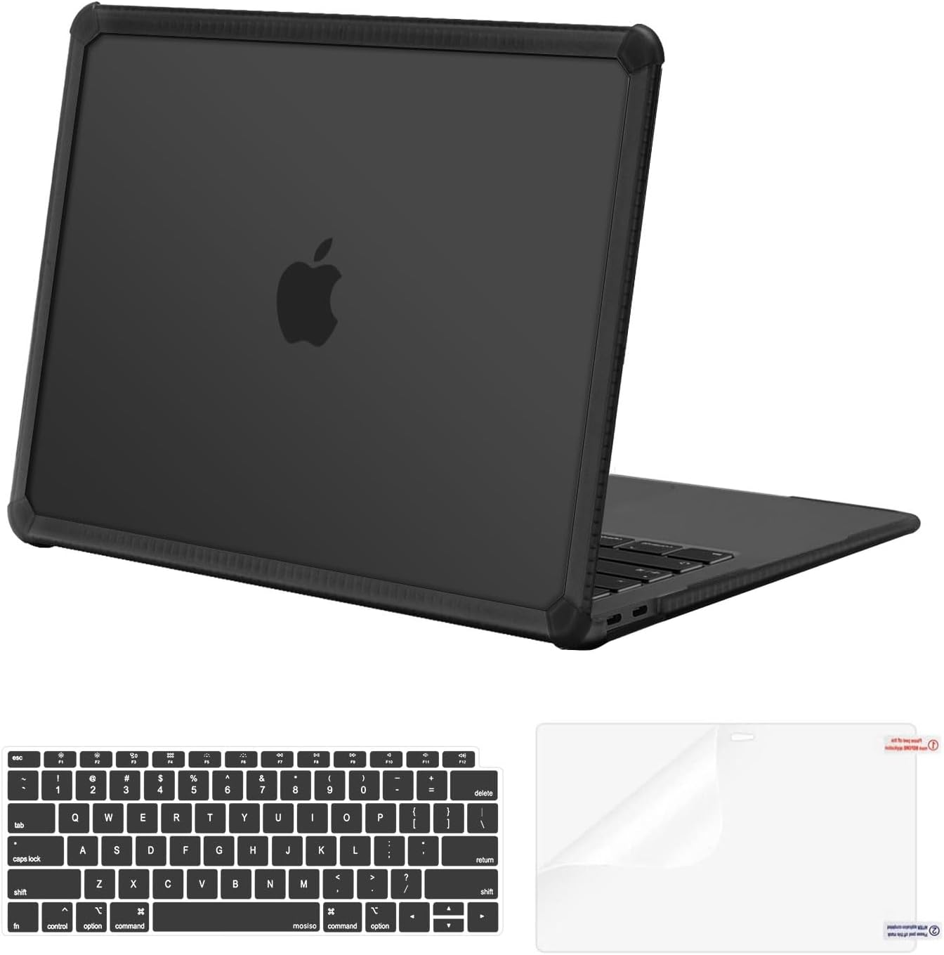 MOSISO Compatible with MacBook Air 13 inch Case 2022-2018 Release A2337 M1 A2179 A1932, Anti-Cracking Heavy Duty Plastic Hard Shell Case with TPU Bumper&Keyboard Cover&Screen Film