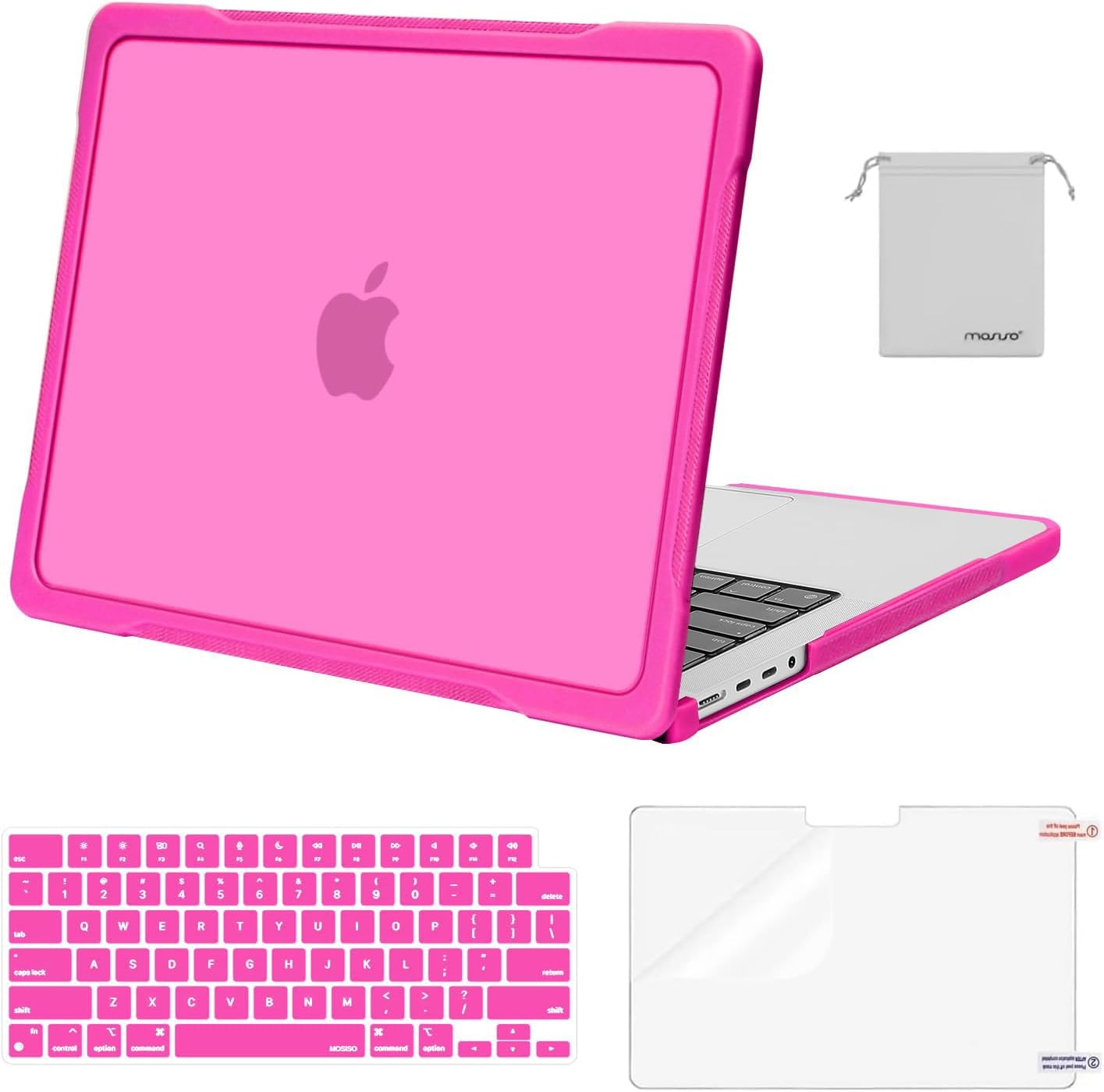 MOSISO Compatible with MacBook Pro 14 inch Case M5 2026 M4 M3 M2 M1 2025-2021 A3427 A3426 A3434 A3112 A3185 A3401 A2918 A2992 A2779 A2442, 4 in 1 Kit Anti-Crack Hard Shell with TPU Bumper