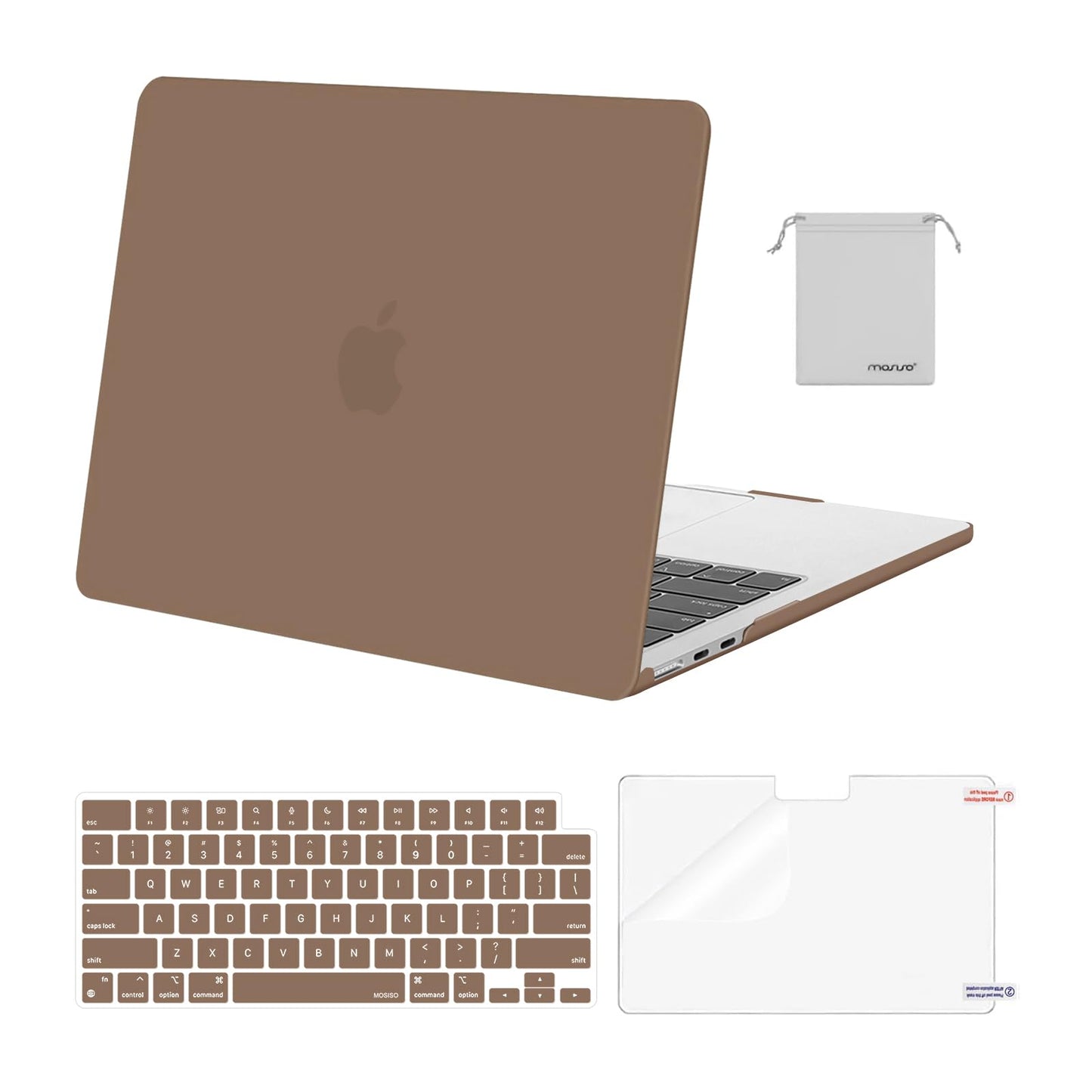 MOSISO Compatible with MacBook Air 15 inch Case M4 M3 M2 2025 2024 2023 Release A3241 A3114 A2941 with Touch ID, Plastic Hard Shell Case&Keyboard Cover&Screen Protector&Storage Bag, Crystal Clear