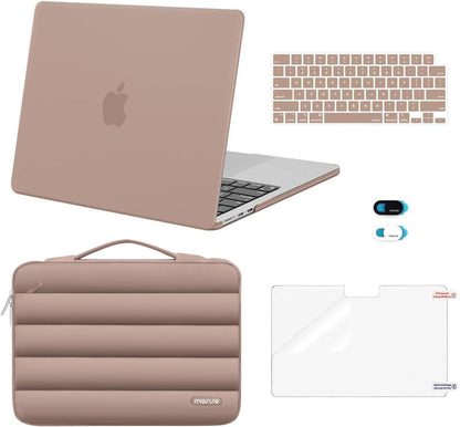 MOSISO Compatible with MacBook Air 13 inch Case M5 2026 M4 2025 M3 M2 2024-2022 A3449 A3240 A3113 A2681, Hard Case&Puffy Bag&Keyboard Cover&Webcam Cover&ScreenFilm for MacBook Air 13.6, Antique Green