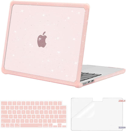 MOSISO Compatible with MacBook Air 13 inch Case M2-M5 2022-2026 A3449 A3240 A3113 A2681, Glitter Hard Case with TPU Bumper, Keyboard Cover & Screen Film