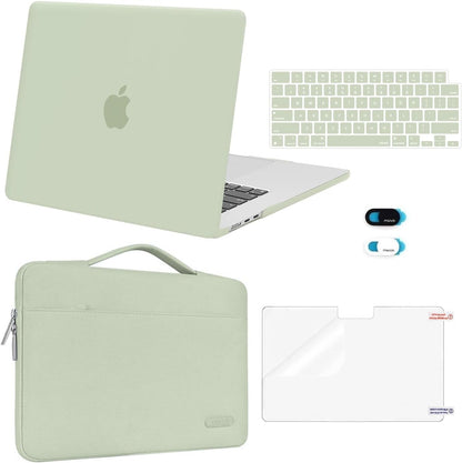 MOSISO 5‑in‑1 Hard‑Shell & Carry‑Sleeve Kit for MacBook Air 15(A3448/A3241/A3114/A2941), Keyboard‑Cover, Screen‑Film & Webcam‑Cover