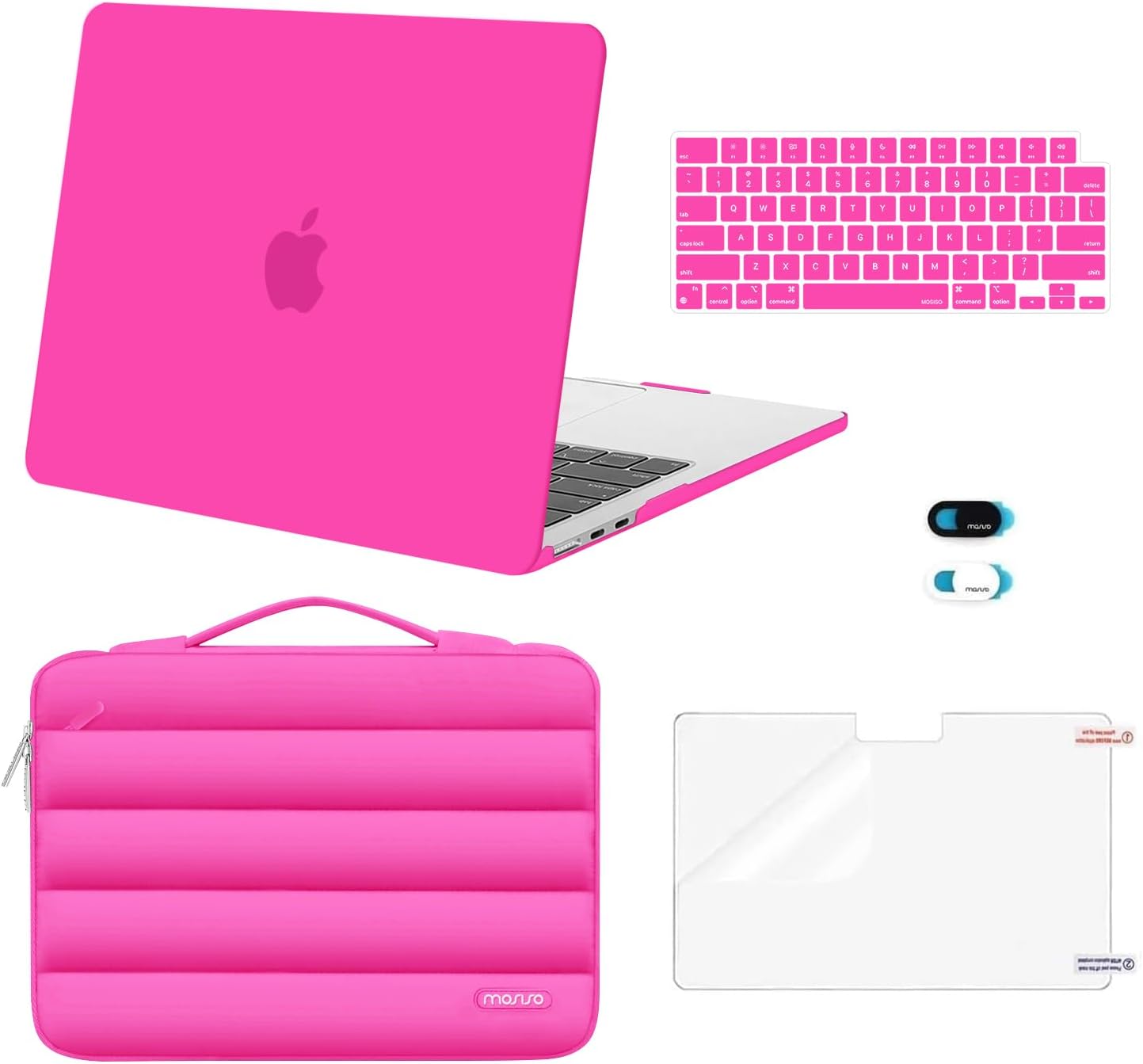 MOSISO Compatible with MacBook Air 13 inch Case M5 2026 M4 2025 M3 M2 2024-2022 A3449 A3240 A3113 A2681, Hard Case&Puffy Bag&Keyboard Cover&Webcam Cover&ScreenFilm for MacBook Air 13.6, Antique Green