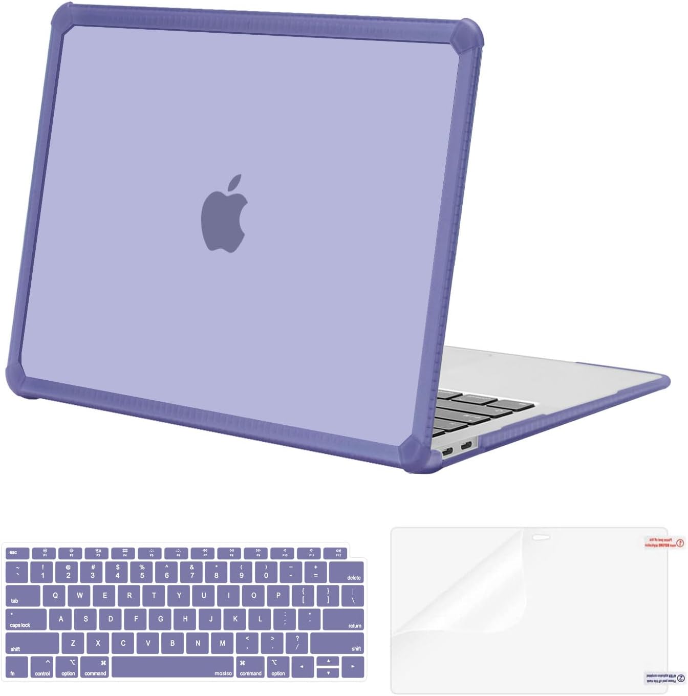 MOSISO Compatible with MacBook Air 13 inch Case 2022-2018 Release A2337 M1 A2179 A1932, Anti-Cracking Heavy Duty Plastic Hard Shell Case with TPU Bumper&Keyboard Cover&Screen Film
