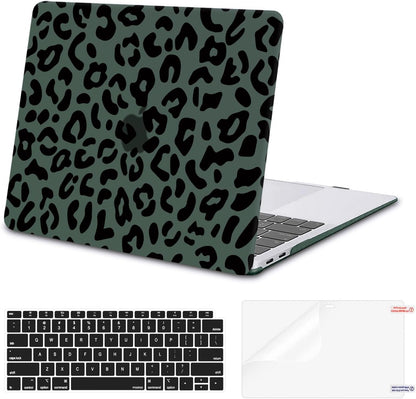 MOSISO Compatible with MacBook Air 13 inch Case 2018-2022 Release A2337 M1 A2179 A1932 Retina Display, Plastic Leopard Grain Hard Shell Case&Keyboard Cover&Screen Protector