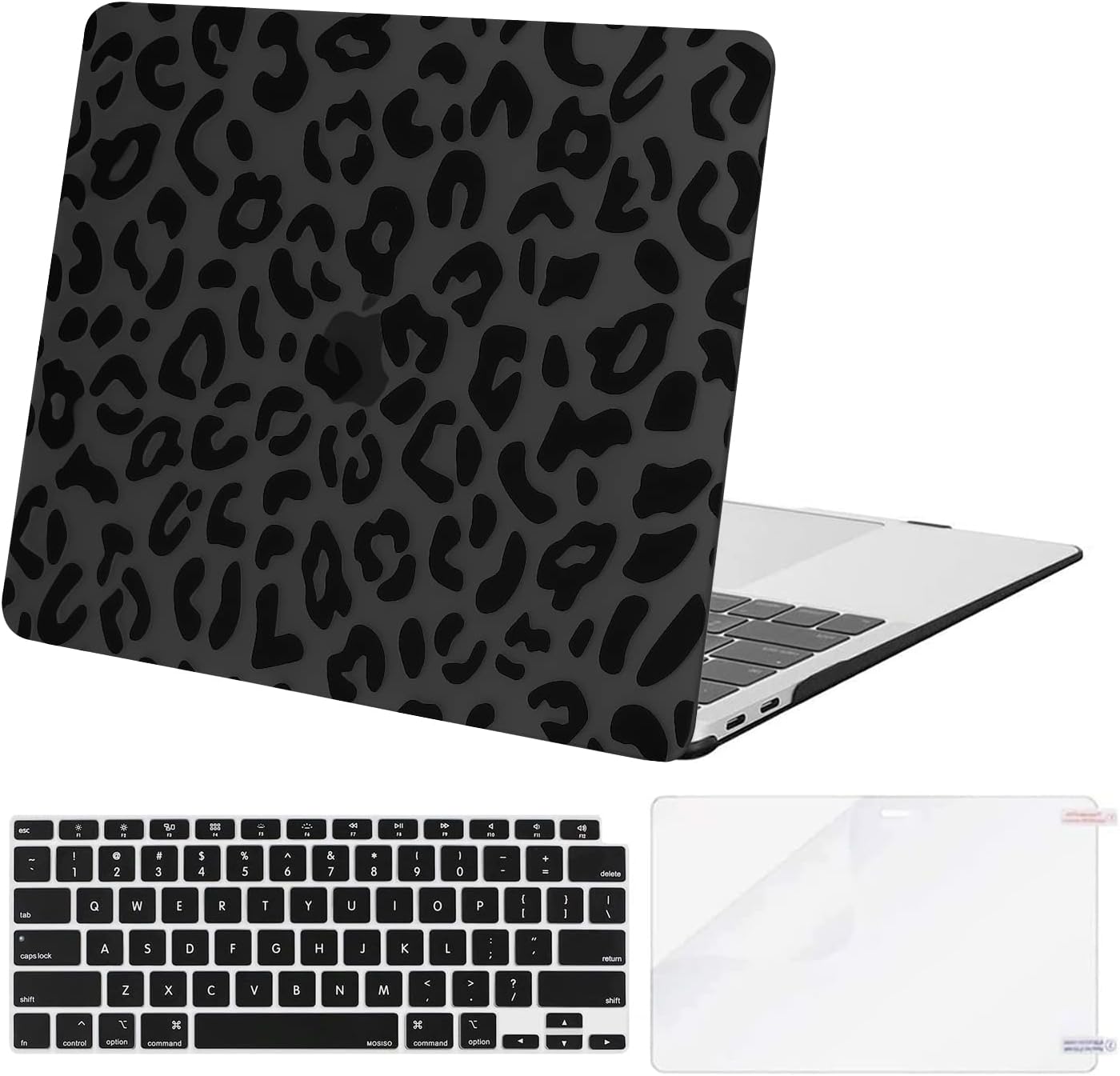 MOSISO Compatible with MacBook Air 13 inch Case 2022 2021 2020 2019 2018 Release A2337 M1 A2179 A1932 Retina Display, Plastic Leopard Grain Hard Shell Case&Keyboard Cover&Screen Protector
