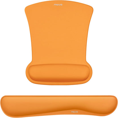 MOSISO Wrist Rest Support for Mouse Pad & Keyboard Set, Ergonomic Mousepad Non-Slip Base Home/Office Pain Relief & Easy Typing Cushion with Neoprene Cloth & Raised Memory Foam