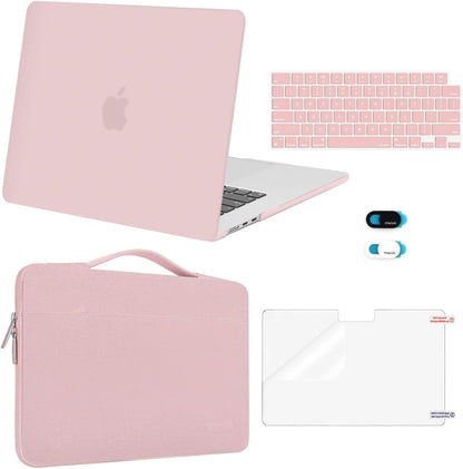 MOSISO 5‑in‑1 Hard‑Shell & Carry‑Sleeve Kit for MacBook Air 15(A3448/A3241/A3114/A2941), Keyboard‑Cover, Screen‑Film & Webcam‑Cover