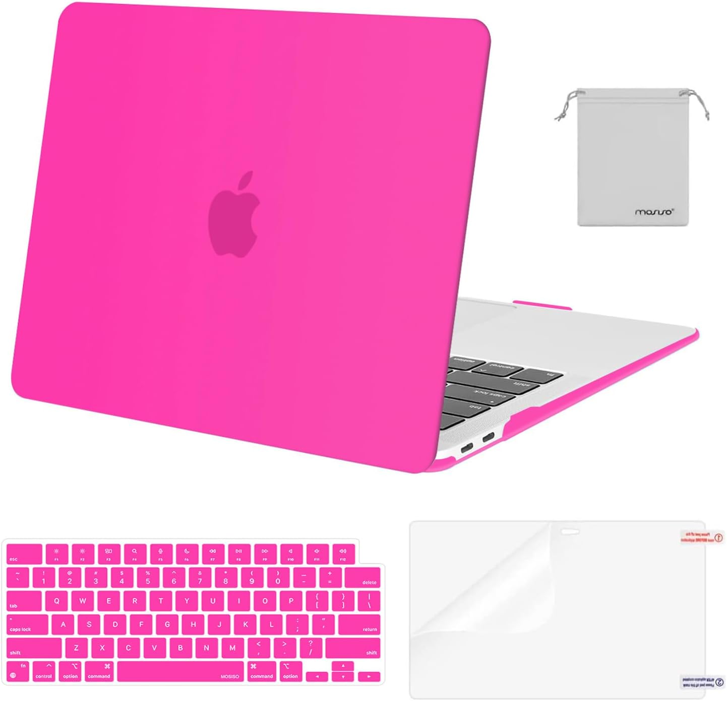 MOSISO Compatible with MacBook Air 13 inch Case M1 Chip 2021-2018 Release A2337 A2179 A1932, Plastic Hard Shell&Keyboard Cover&Screen Film&Storage Bag for MacBook Air 13.3 inch Case, Crystal Midnight