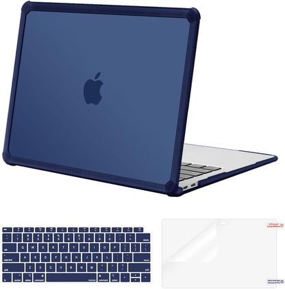 MOSISO Compatible with MacBook Air 13 inch Case 2022-2018 Release A2337 M1 A2179 A1932, Anti-Cracking Heavy Duty Plastic Hard Shell Case with TPU Bumper&Keyboard Cover&Screen Film
