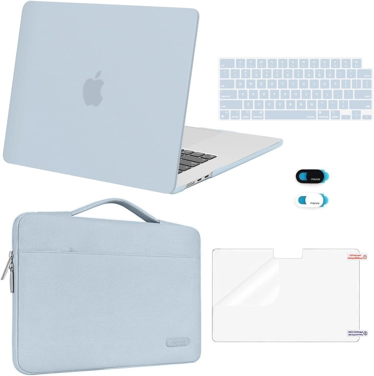 MOSISO Compatible with MacBook Air 13 inch Case M2-M5 2022-2026 A3449 A3240 A3113 A2681, Hard Shell, Sleeve Bag, Keyboard Skin, Webcam Cover & Screen Film