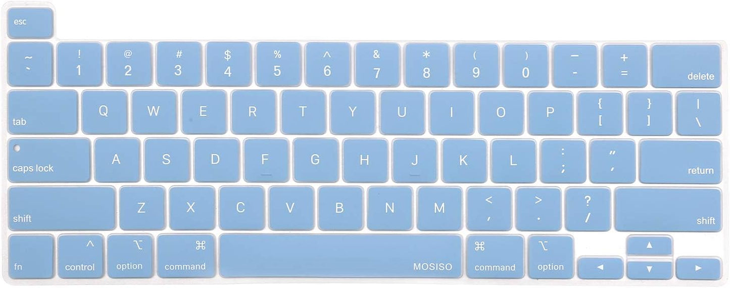 MOSISO Keyboard Cover Compatible with MacBook Pro 13 inch M2 2023, 2022, 2021 2020 M1 A2338 A2289 A2251&Compatible with MacBook Pro 16 2020 2019 A2141 Touch ID,Protective Silicone Skin, Airy Blue