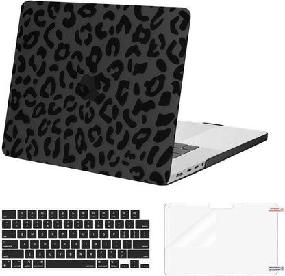 MOSISO Compatible with MacBook Pro 16 inch Case M5 2026 M4 2025 M3 M2 M1 2024-2021 A3429 A3428 A3403 A3186 A2991 A2780 A2485 Pro Max Chip,Leopard Grain Hard Case&Keyboard Cover&Screen Film, Black