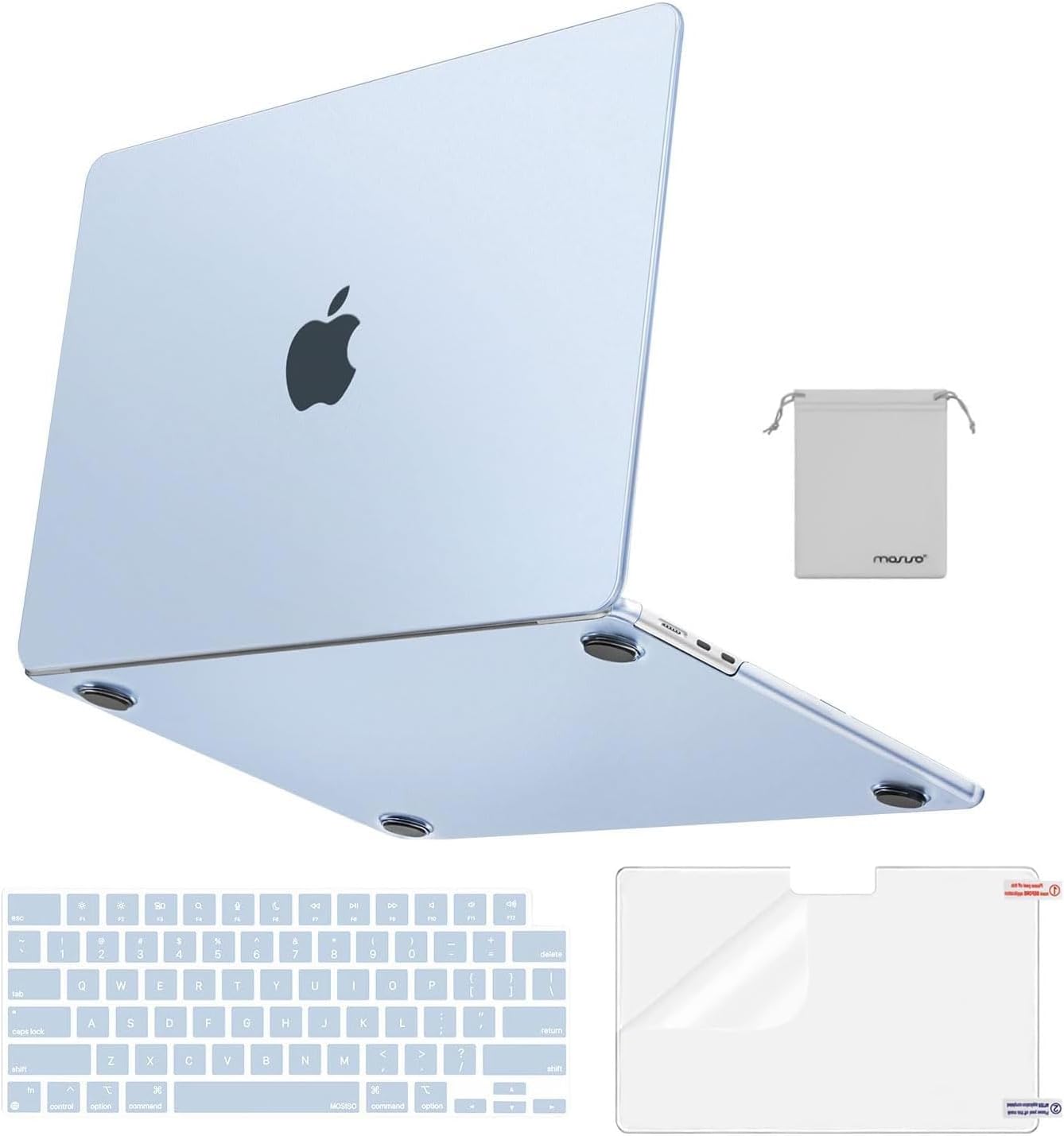 MOSISO Compatible with MacBook Air 13 inch Case M5 2026 M4 M3 M2 2025-2022 A3449 A3240 A3113 A2681, 4 in 1 Kit Matte Hard Shell for MacBook Air 13.6 Case, Anti-Fingerprints&Ultra-Thin, Starlight Clear