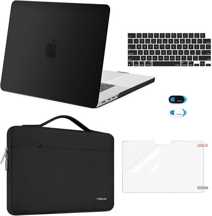 MOSISO 5‑in‑1 Hard‑Shell & Carry‑Sleeve Kit for MacBook Pro 16(A3429‑A2485), Keyboard‑Cover, Screen‑Film & Webcam‑Cover
