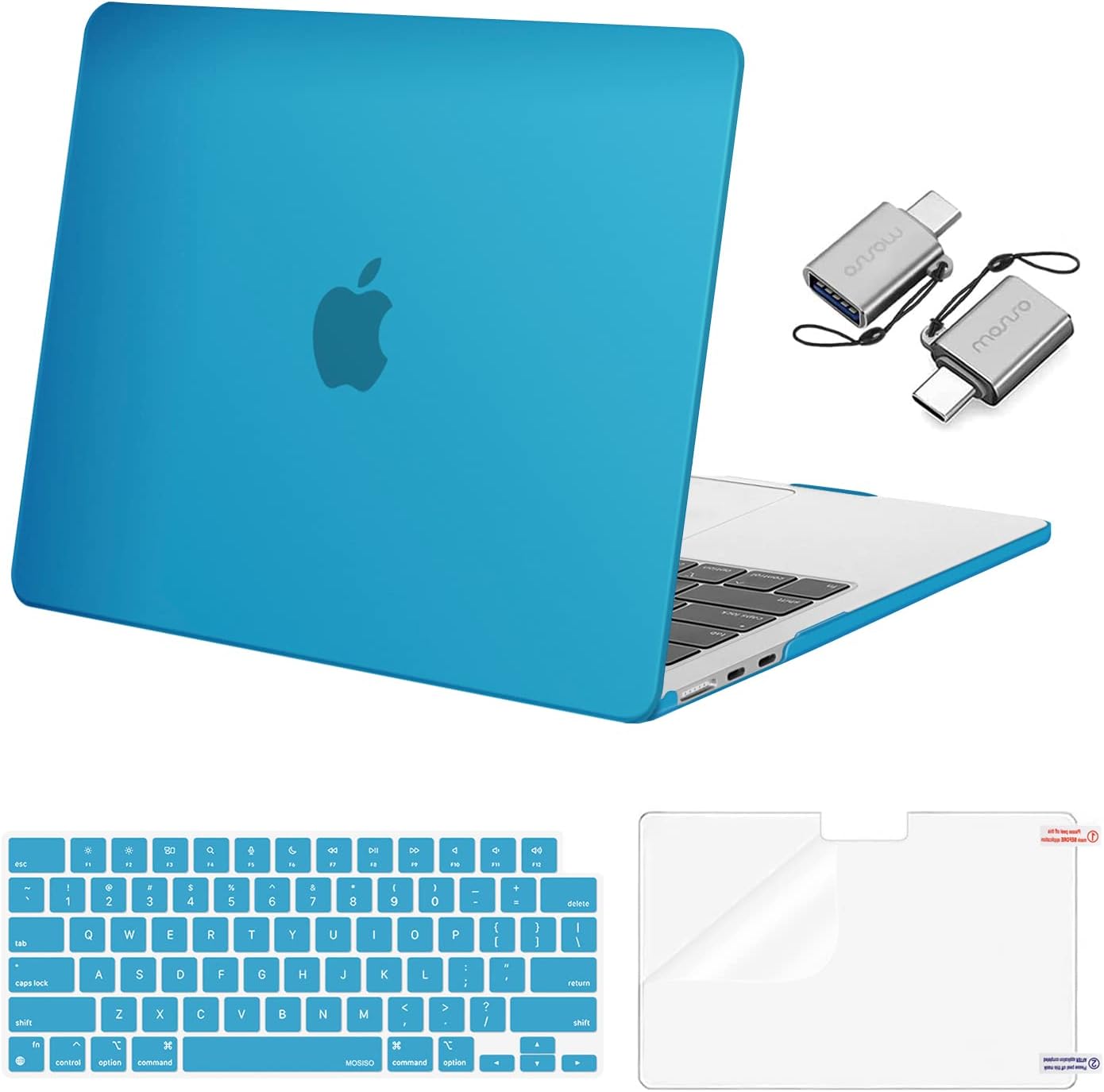 MOSISO Compatible with MacBook Air 13 inch Case M5 2026 M4 2025 M3 M2 2024-2022 A3449 A3240 A3113 A2681, Hard Shell&Keyboard Cover&Screen Film&Type C for MacBook Air 13.6 inch Case