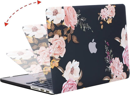 MOSISO Compatible with MacBook Pro 15 inch Case with Retina Display (Model: A1398, Older Version, 2015 - end 2012 Release), Plastic Peony Hard Shell Case & Keyboard Cover & Screen Protector