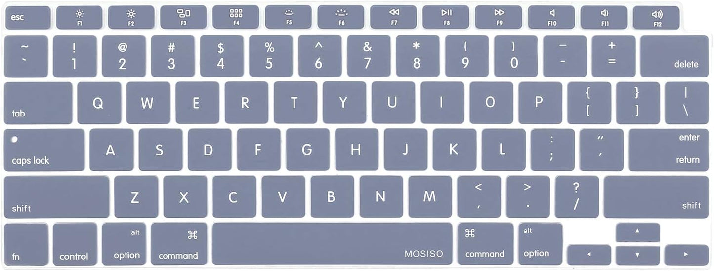 MOSISO Keyboard Cover Compatible with MacBook Air 13 inch 2022 2021 2020 Release A2337 M1 A2179 Retina Display with Touch ID Backlit Magic Keyboard, Waterproof Protective Silicone Skin, Black
