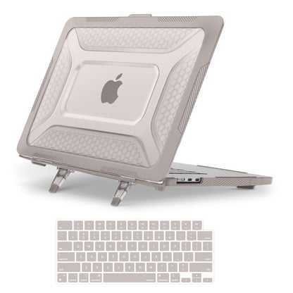 MOSISO Compatible with MacBook Air 15 inch Case 2025 2024 2023 M4 A3241 M3 A3114 M2 A2941, Honeycomb Shockproof Heavy Duty TPU Bumper Plastic Hard Case with Fold Kickstand&Keyboard Cover, Pink