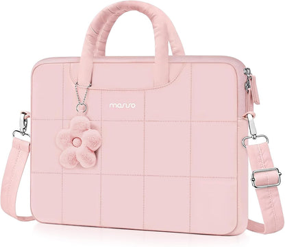 MOSISO Chic‑Rectangle‑Quilted‑Puffy‑Laptop‑Sleeve,Women‑13‑16‑Inch‑Fit,Fleece‑Lining & Branded‑Dual‑Metal‑Zippers