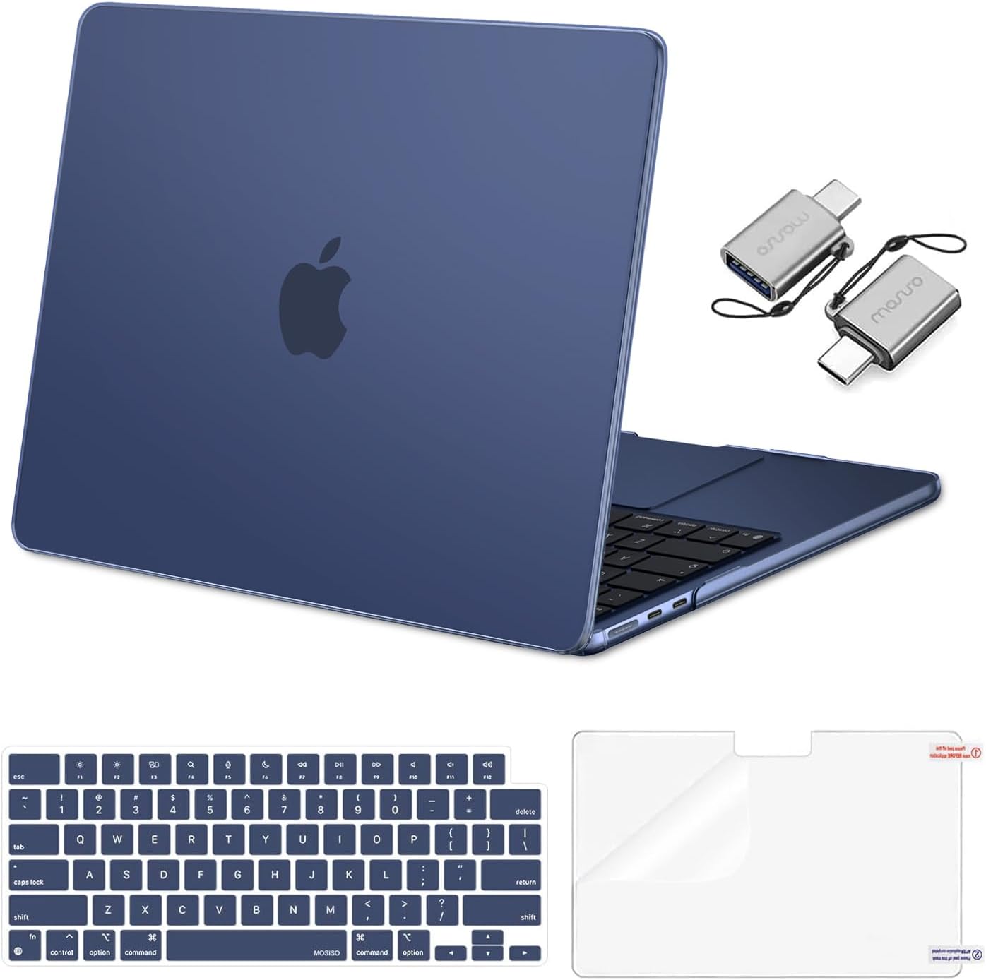 MOSISO Compatible with MacBook Air 13 inch Case M5 2026 M4 2025 M3 M2 2024-2022 A3449 A3240 A3113 A2681, Hard Shell&Keyboard Cover&Screen Film&Type C for MacBook Air 13.6 inch Case