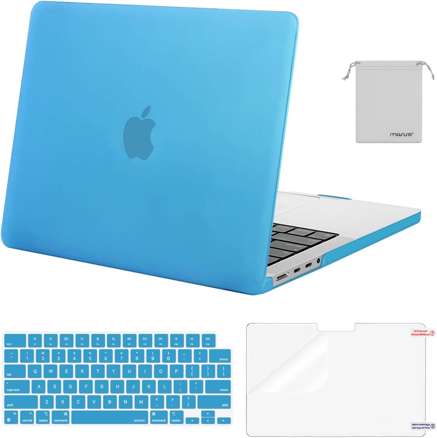 MOSISO Compatible with MacBook Pro 14 inch Case 2025 2024 2023 2022 2021 M4 M3 M2 M1 A3112 A3185 A3401 A2918 A2992 A2779 A2442, Plastic Hard Shell&Keyboard Cover&Screen Film&Pouch, Transparent