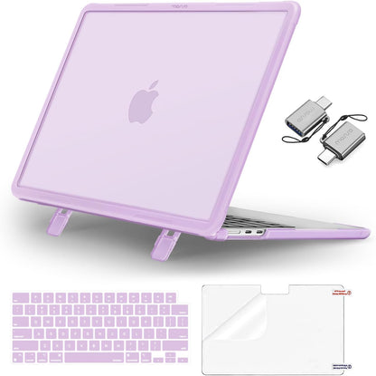 MOSISO Shock-Absorbing Cover Compatible with MacBook Air 13 inch Case M2-M5 2022-2026 A2681 A3113 A3240 A3449, 4 in 1 Kit Anti-Crack Hard Shell with Kickstand