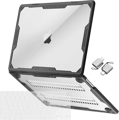 MOSISO Compatible with MacBook Air 15 inch Case M5 2026 M4 M3 M2 2025-2023 A3448 A3241 A3114 A2941,Symmetric Geometric Heavy Duty Protective Hard Shell with TPU Bumper&Keyboard Skin&Type C,Transparent