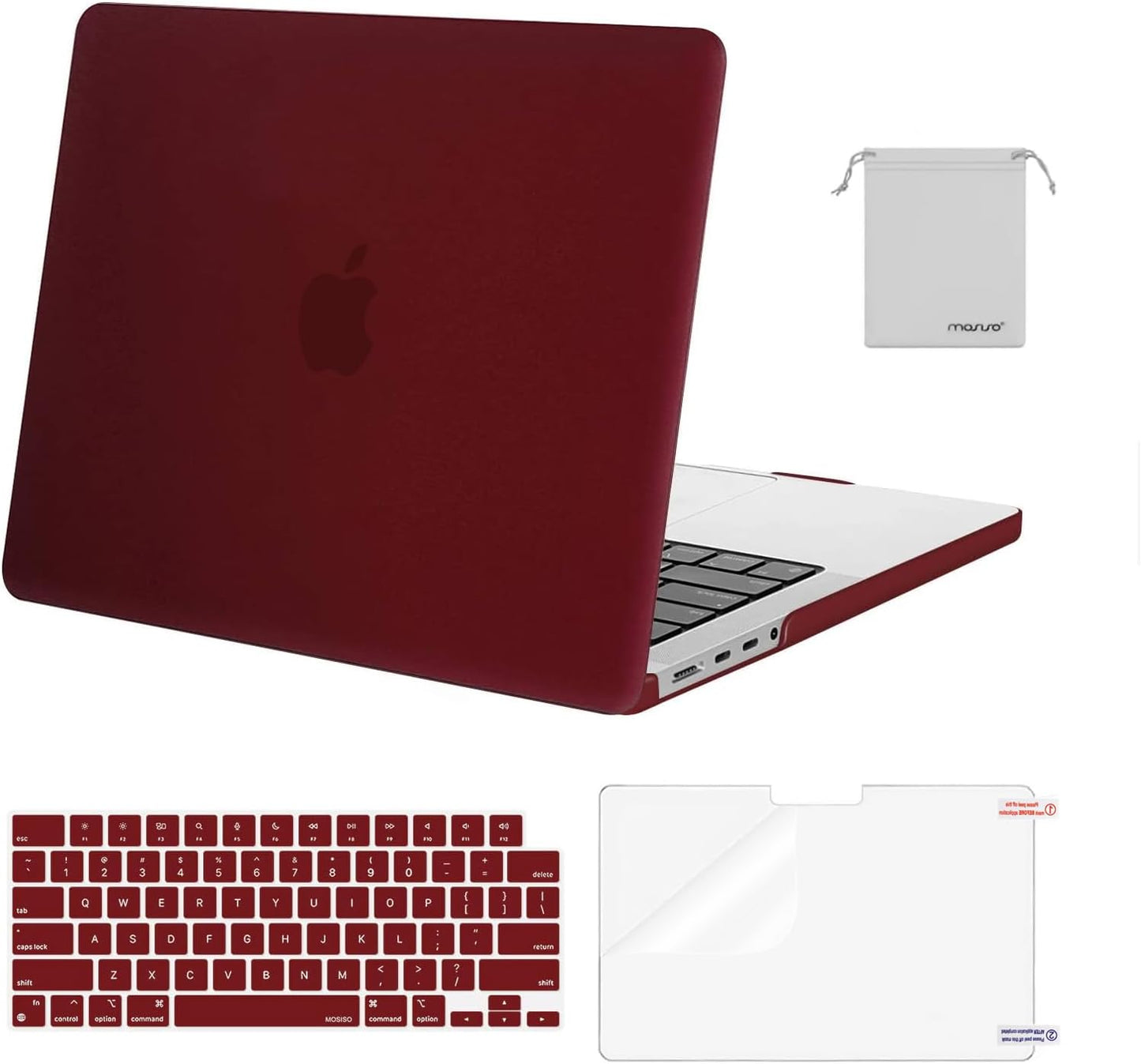 MOSISO Compatible with MacBook Pro 14 inch Case 2025 2024 2023 2022 2021 M4 M3 M2 M1 A3112 A3185 A3401 A2918 A2992 A2779 A2442, Plastic Hard Shell&Keyboard Cover&Screen Film&Pouch, Transparent