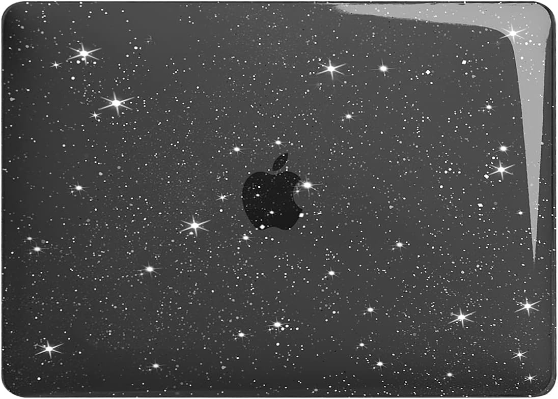 MOSISO Compatible with MacBook Pro 13 inch Case M2 2025, 2024, 2023-2016 A2338 M1 A2251 A2289 A2159 A1989 A1708 A1706, Sparkly Plastic Hard Shell Case&Keyboard Skin&Screen Protector&Pouch, Black