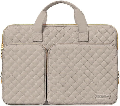 MOSISO 360 Protective Laptop Case 13-16 inch,13 13.3 14 16 inch Laptop Sleeve Compatible with MacBook Pro 16 M5 M4 M3 M2 M1 HP Acer Dell Lenovo,Square Quilted Bag Cover with 2 Pockets&Handle&Belt,Antique Green