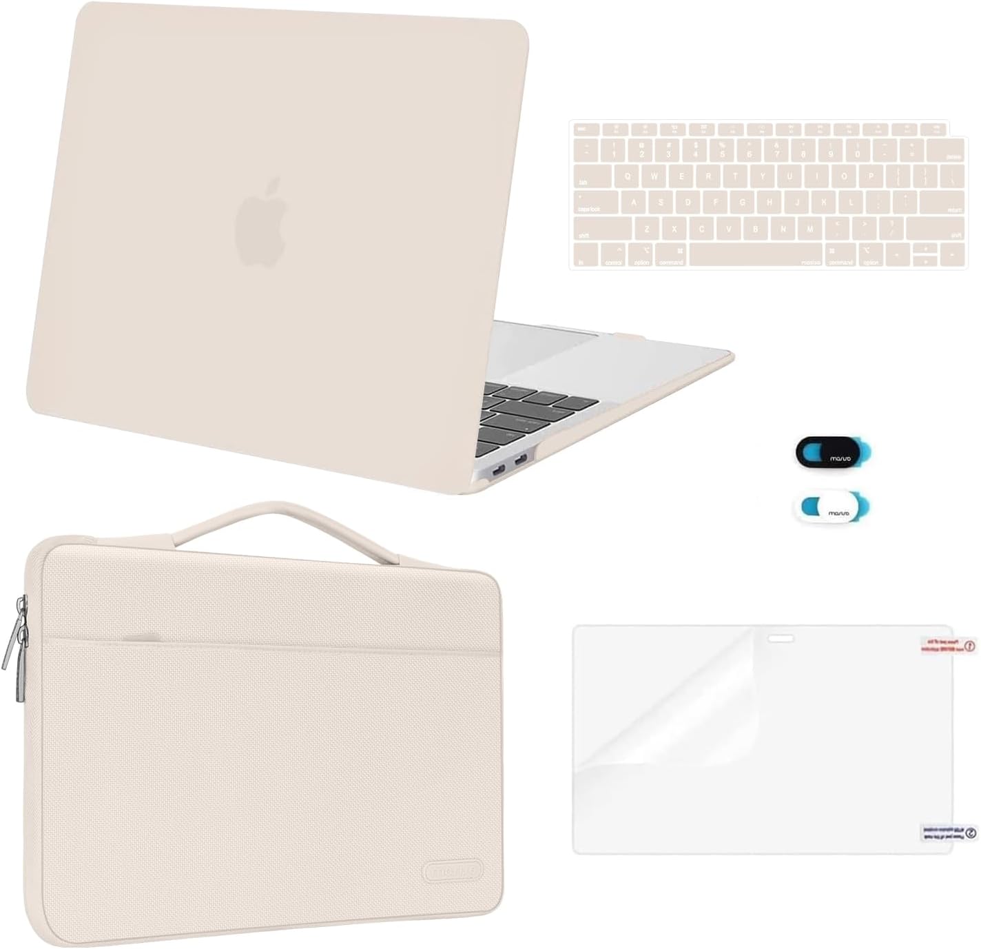 MOSISO Compatible with MacBook Air 13 inch Case M1 Chip 2021 2020 2019 2018 Release A2337 A2179 A1932 Retina Display, Plastic Hard Shell Case&Bag&Keyboard Skin&Webcam Cover&Screen Film, Black