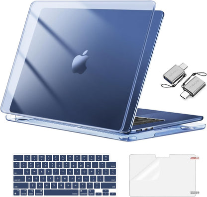 MOSISO Compatible with MacBook Air 15 inch Case M5-M2 2026-2023 A3448 A3241 A3114 A2941, Hard Shell&Keyboard Cover&Screen Film&Type C, Great for Study Travel Work