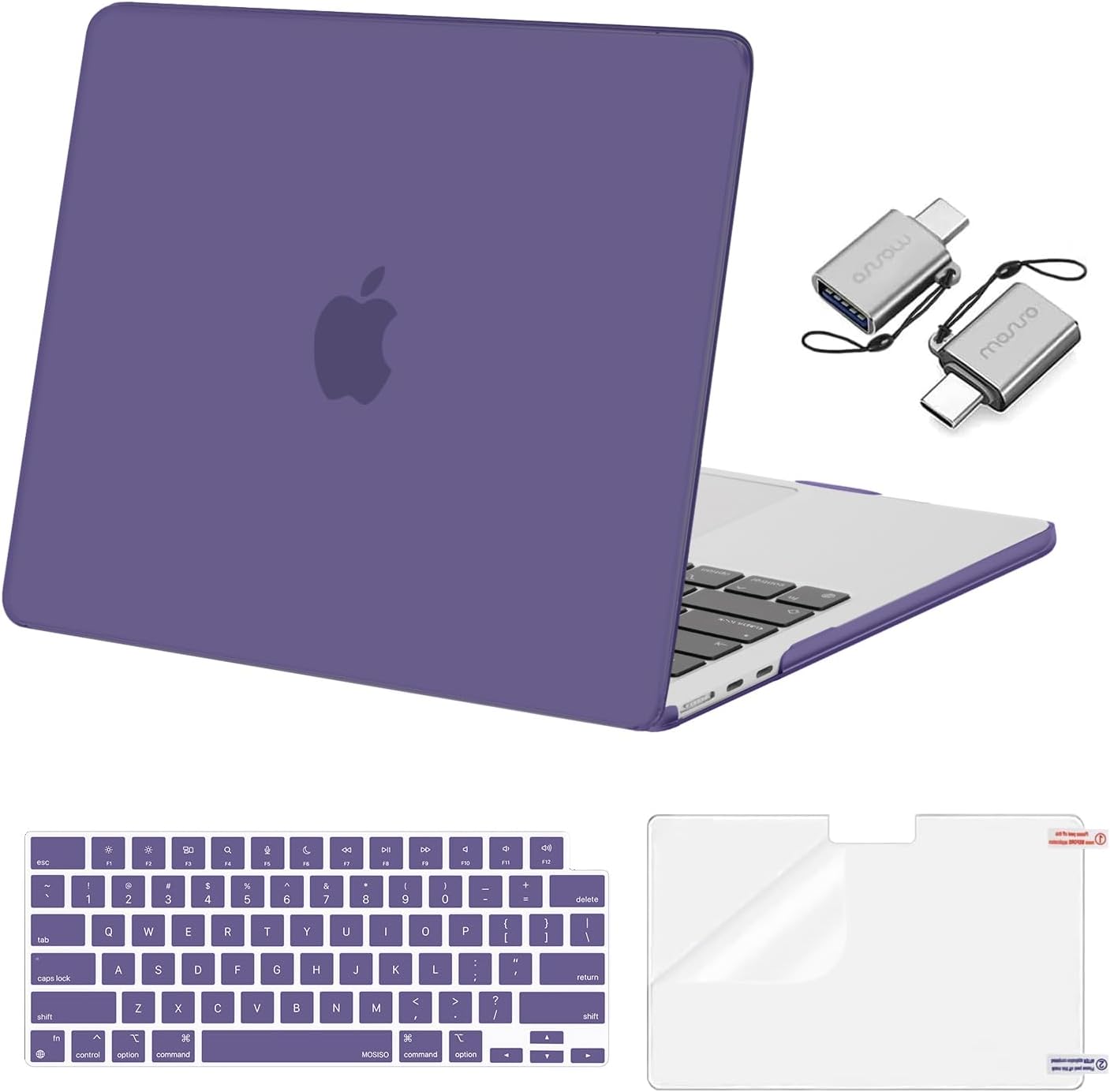 MOSISO Compatible with MacBook Air 13 inch Case M5 2026 M4 2025 M3 M2 2024-2022 A3449 A3240 A3113 A2681, Hard Shell&Keyboard Cover&Screen Film&Type C for MacBook Air 13.6 inch Case