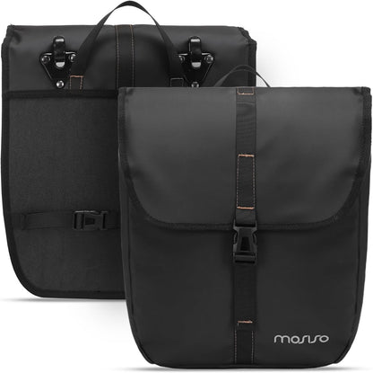 MOSISO 20L Bike Panniers, 2 Pack Waterproof Panniers Bike Bag, Large Capacity Flap Bicycle Rear Rack Seat Luggage Storage Trunk Bag for Road Mountain Cycling Traveling Commuting, Black