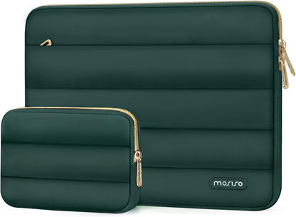 MOSISO Laptop Case 14 inch, 14 inch Puffy Laptop Sleeve Compatible with HP Lenovo Dell ASUS Acer, HP Stream, Dell Latitude, Lenovo IdeaPad, Polyester Horizontal Bag with Small Case, Antique Green mysite