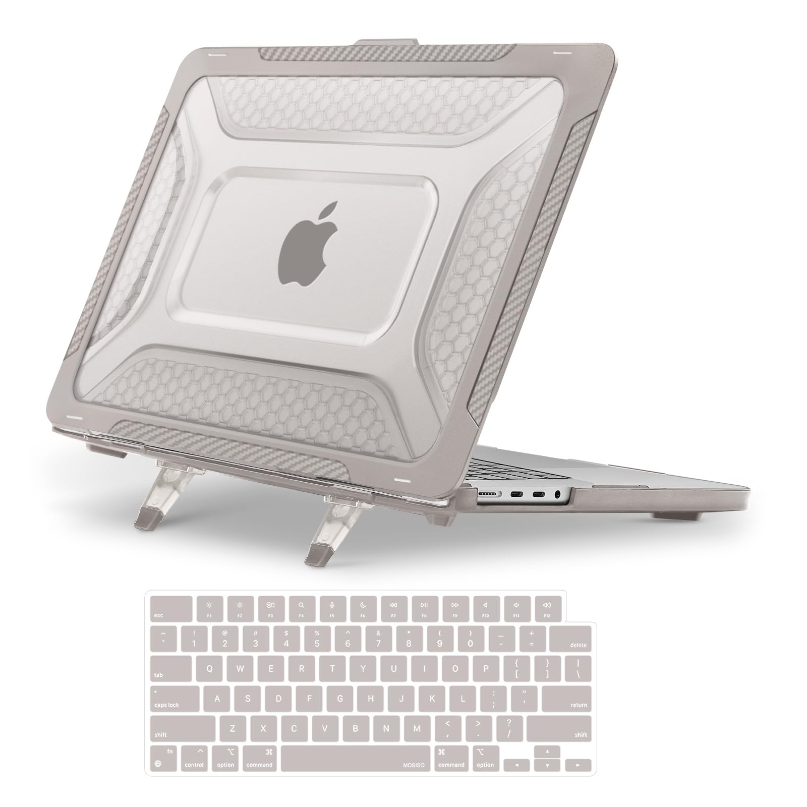 MOSISO Compatible with MacBook Pro 16 inch Case 2025-2021 M4 M3 M2 M1 A3403 A3186 A2991 A2780 A2485, Honeycomb Shockproof TPU Bumper Hard Shell Case with Fold Kickstand&Keyboard Skin, Black