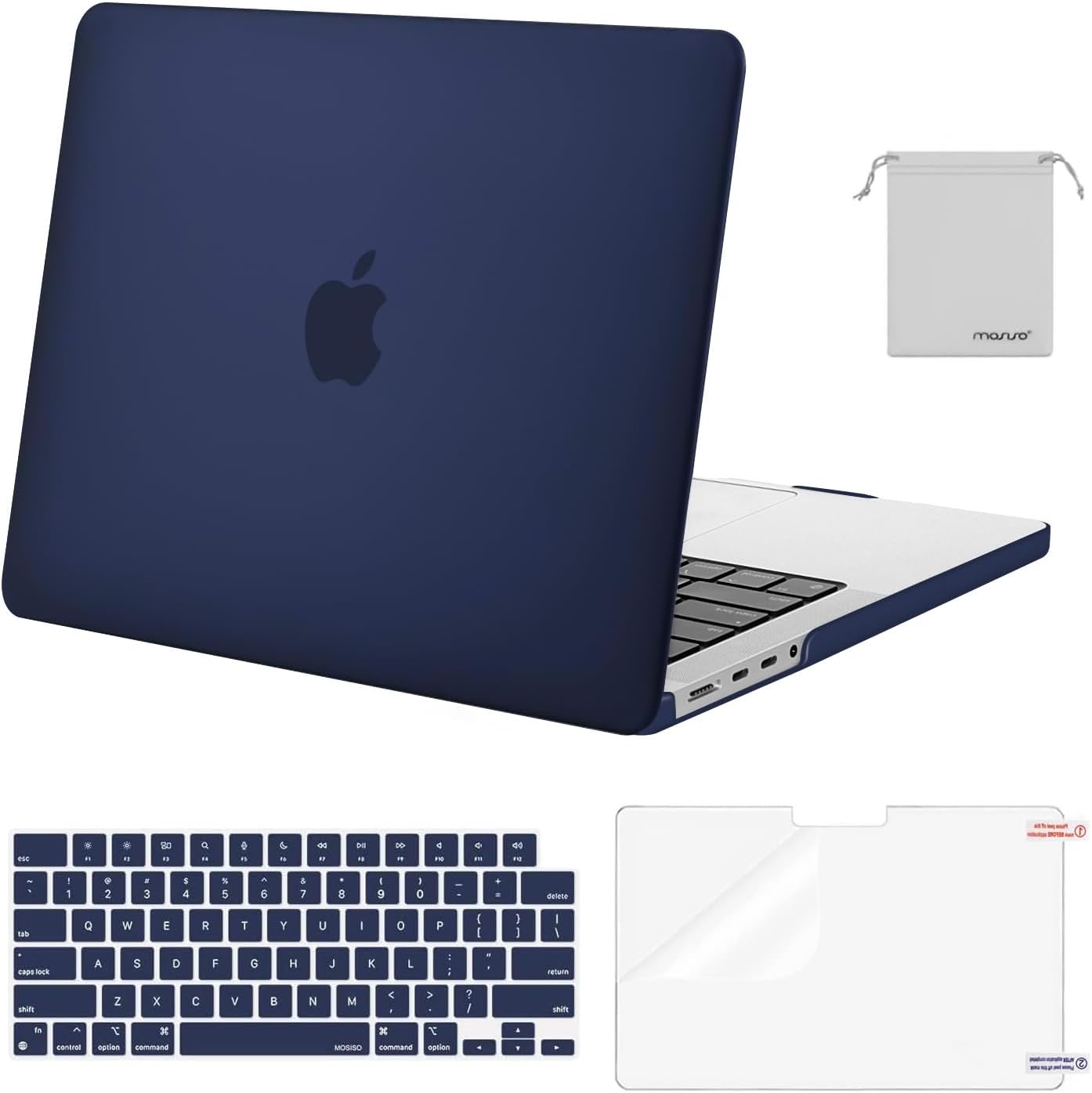 MOSISO Compatible with MacBook Pro 14 inch Case 2025 2024 2023 2022 2021 M4 M3 M2 M1 A3112 A3185 A3401 A2918 A2992 A2779 A2442, Plastic Hard Shell&Keyboard Cover&Screen Film&Pouch, Transparent