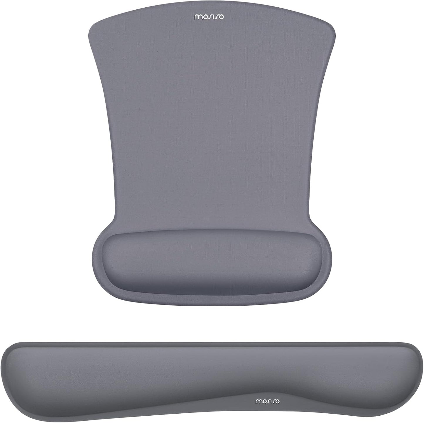 MOSISO Wrist Rest Support for Mouse Pad & Keyboard Set, Ergonomic Mousepad Non-Slip Base Home/Office Pain Relief & Easy Typing Cushion with Neoprene Cloth & Raised Memory Foam