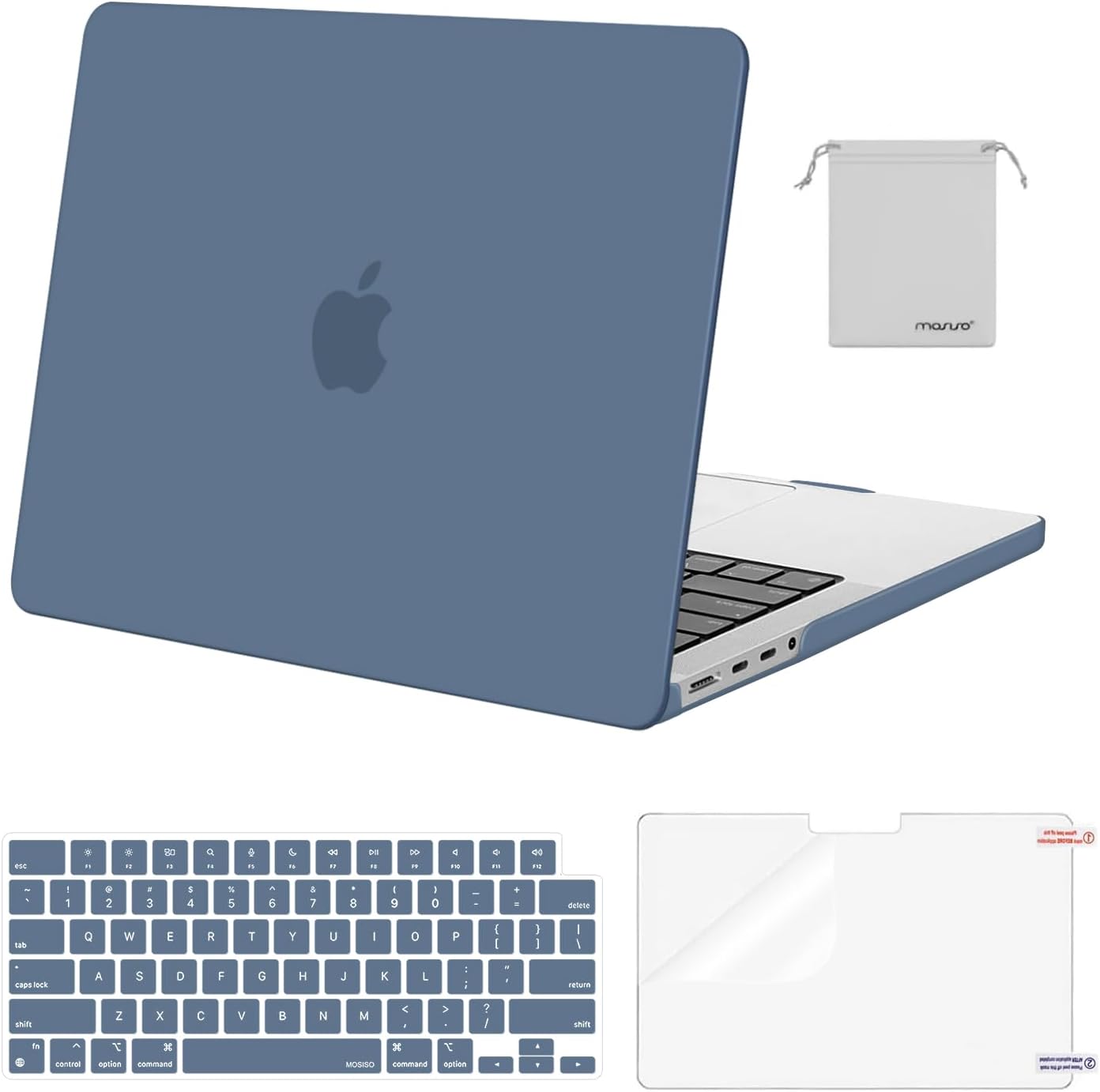 MOSISO Compatible with MacBook Pro 14 inch Case 2025 2024 2023 2022 2021 M4 M3 M2 M1 A3112 A3185 A3401 A2918 A2992 A2779 A2442, Plastic Hard Shell&Keyboard Cover&Screen Film&Pouch, Transparent