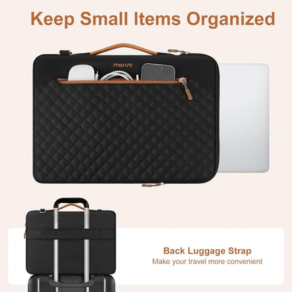 MOSISO 360‑Edge Reinforced Laptop Shoulder Bag,15‑16‑Inch,Removable‑Strap,Front‑Pockets & Rear Trolley‑Sleeve