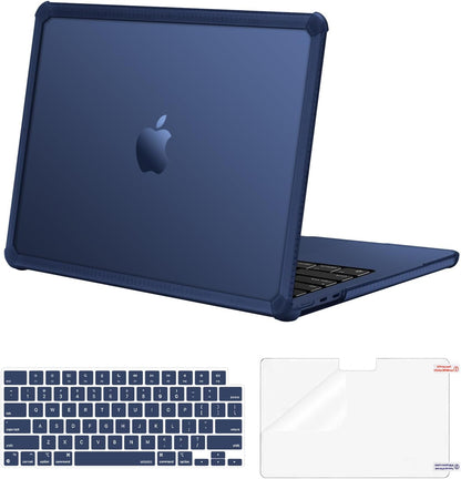MOSISO Hard Case Compatible with MacBook Air 13 M2-M5 2022-2026, 3 in 1 Heavy Duty Crack Resistant Protective Cover with TPU Bumper