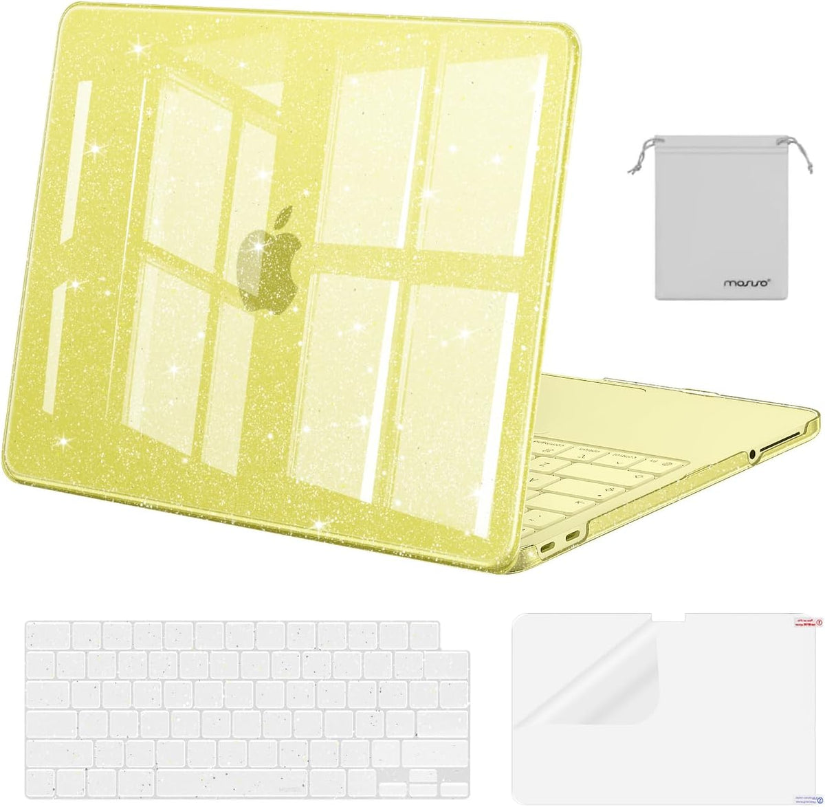MOSISO Sparkly Glitter Case Compatible with MacBook Neo Case 13 inch 2026 | Model A3404 with A18 Pro Chip, Crack‑Resistant Protective Hard Shell Case&Keyboard Cover&ScreenFilm&Pouch