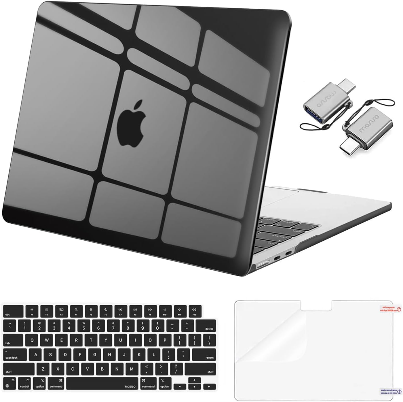 MOSISO Compatible with MacBook Air 13 inch Case M5 2026 M4 2025 M3 M2 2024-2022 A3449 A3240 A3113 A2681, Hard Shell&Keyboard Cover&Screen Film&Type C for MacBook Air 13.6 inch Case