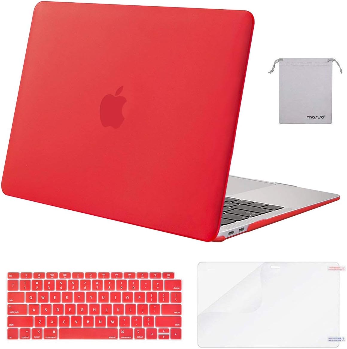 MOSISO Compatible with MacBook Air 13 inch Case M1 Chip 2021-2018 Release A2337 A2179 A1932, Plastic Hard Shell&Keyboard Cover&Screen Film&Storage Bag for MacBook Air 13.3 inch Case, Crystal Midnight