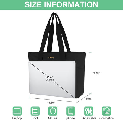 MOSISO Canvas Beach Tote Bags, Large Capacity Canvas Laptop Tote Bag