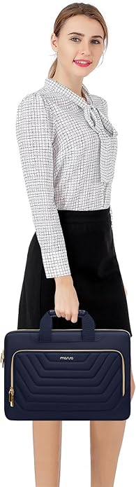 MOSISO Laptop Shoulder Bag,Computer Bag,Messenger Briefcase with Front Inverted Trapezoid Quilted Pocket iMosiso