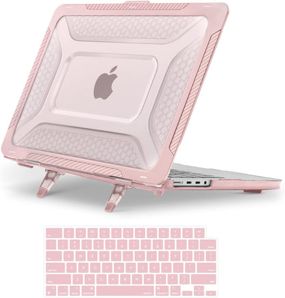 MOSISO Compatible with MacBook Pro 14 inch Case 2026-2021 M5-M1 A3434 A3112 A3185 A3401 A2918 A2992 A2779 A2442,Honeycomb TPU Bumper Hard Case with Fold Kickstand&Keyboard Skin